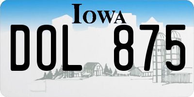 IA license plate DOL875