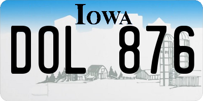 IA license plate DOL876