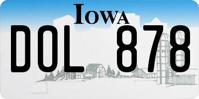 IA license plate DOL878