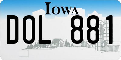 IA license plate DOL881