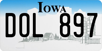 IA license plate DOL897