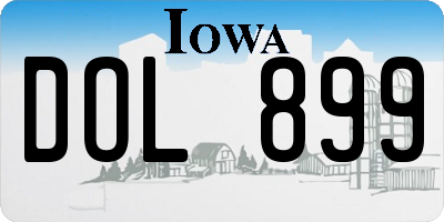 IA license plate DOL899