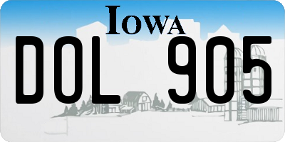 IA license plate DOL905