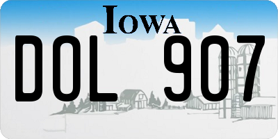 IA license plate DOL907