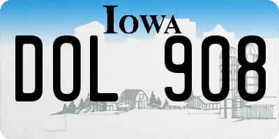 IA license plate DOL908