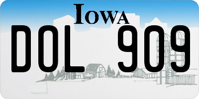IA license plate DOL909