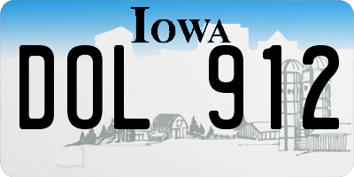 IA license plate DOL912