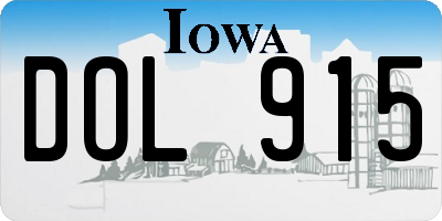 IA license plate DOL915