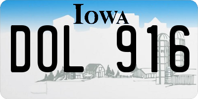 IA license plate DOL916