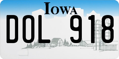 IA license plate DOL918
