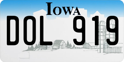 IA license plate DOL919