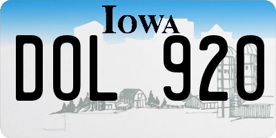 IA license plate DOL920