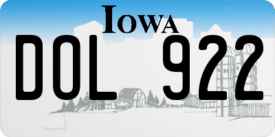 IA license plate DOL922