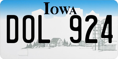 IA license plate DOL924