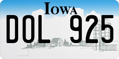 IA license plate DOL925