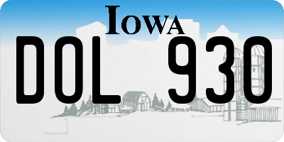 IA license plate DOL930