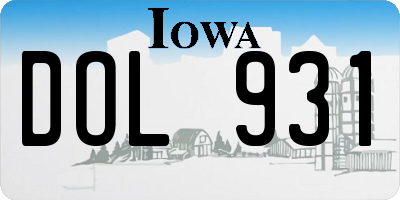 IA license plate DOL931