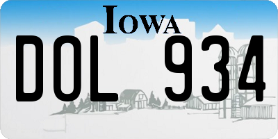 IA license plate DOL934