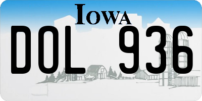IA license plate DOL936