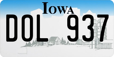 IA license plate DOL937
