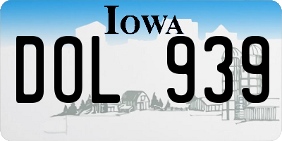 IA license plate DOL939