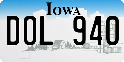 IA license plate DOL940