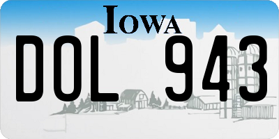 IA license plate DOL943