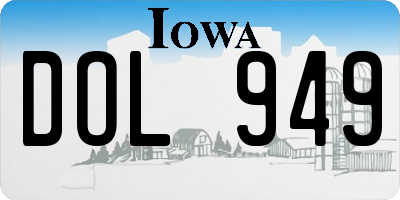 IA license plate DOL949