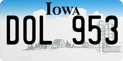 IA license plate DOL953