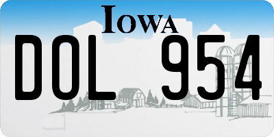 IA license plate DOL954