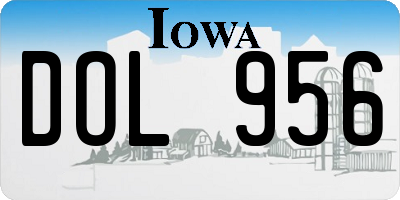 IA license plate DOL956