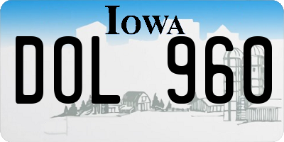 IA license plate DOL960