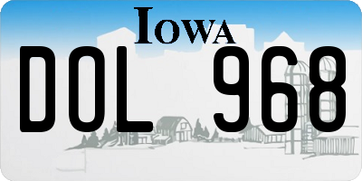IA license plate DOL968