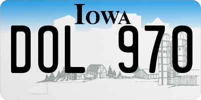 IA license plate DOL970