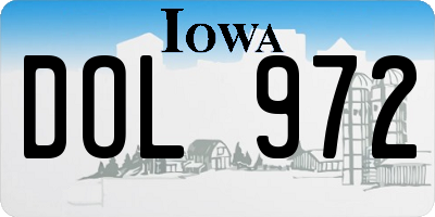 IA license plate DOL972
