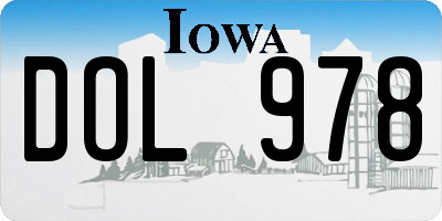 IA license plate DOL978
