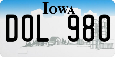 IA license plate DOL980