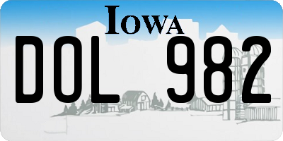 IA license plate DOL982