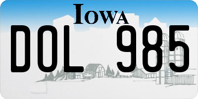 IA license plate DOL985