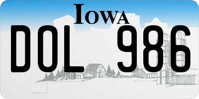 IA license plate DOL986