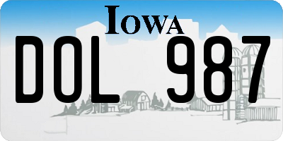 IA license plate DOL987