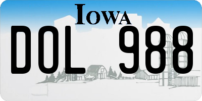 IA license plate DOL988