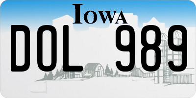 IA license plate DOL989