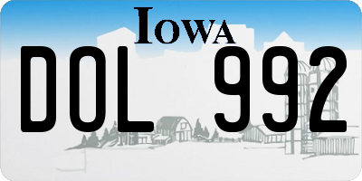IA license plate DOL992