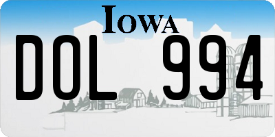 IA license plate DOL994