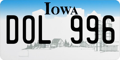 IA license plate DOL996