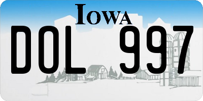 IA license plate DOL997