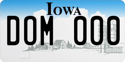 IA license plate DOM000