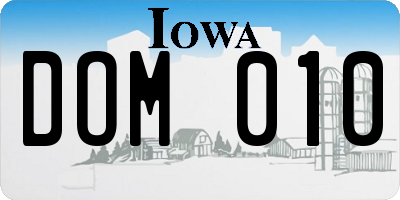 IA license plate DOM010