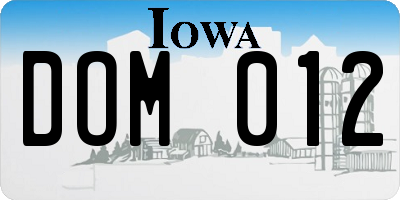 IA license plate DOM012